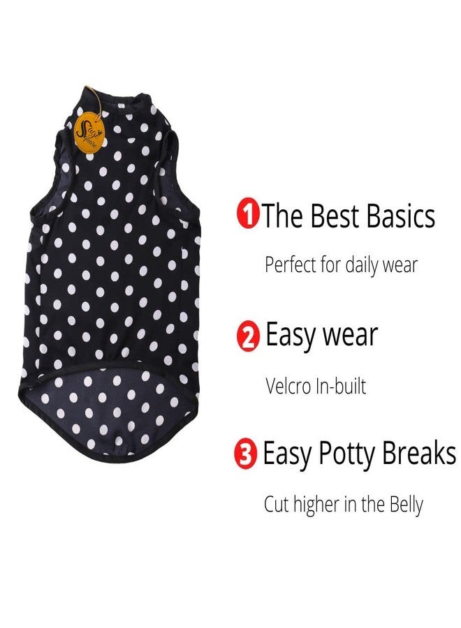 Sage Square Crazy Printed Dog T-Shirt, Trending Dog T-Shirt, Ultra Soft & Light Weight, Comfortable & Breathable Dog Apparel, Trendy Outfit (Large - 22 inch) (Polka Black) - Image 5